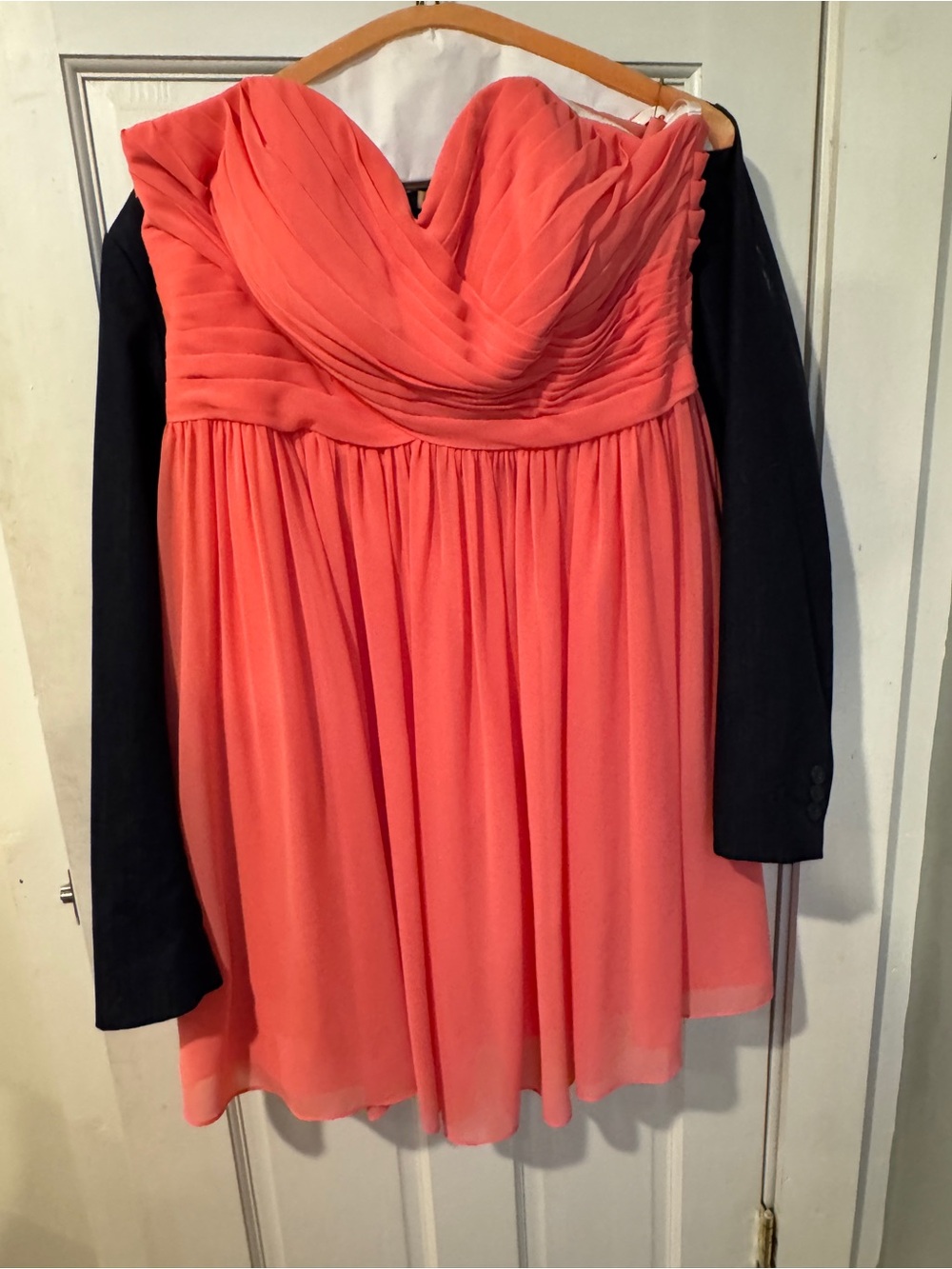 Azazie Coral Strapless Chiffon Dress
